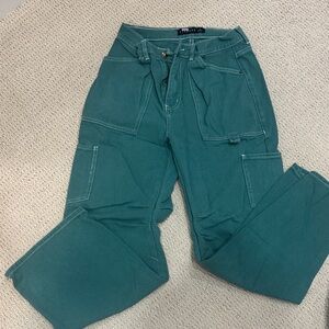 Lioness Teal Wide-Leg Utility Pants